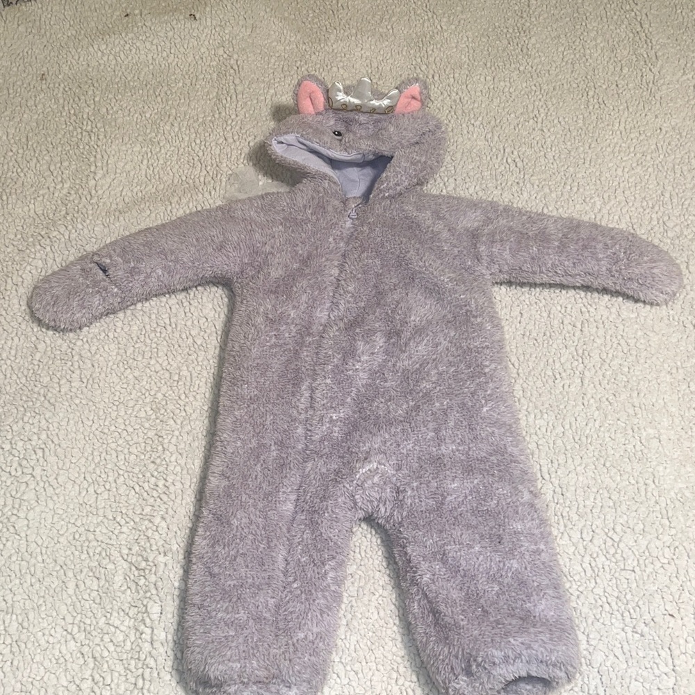 Koala Kids Plush Lavender Hooded Infant One-Piece